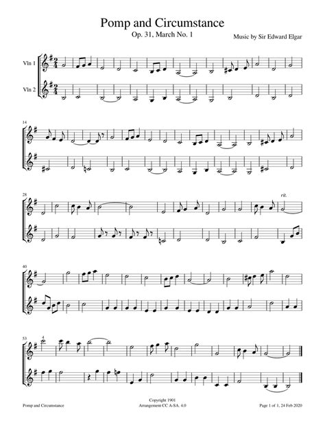 Pomp And Circumstance (Quartet For Flute, Violin, Cello And Piano)